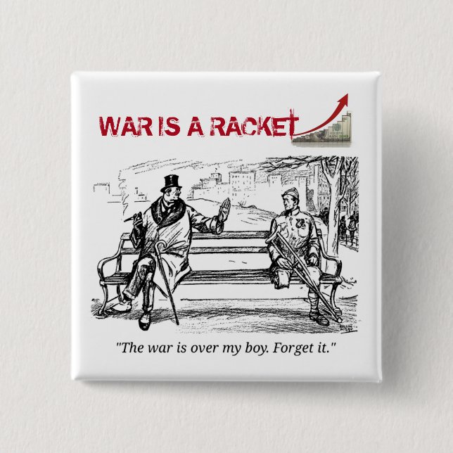 War is a racket button (Front)