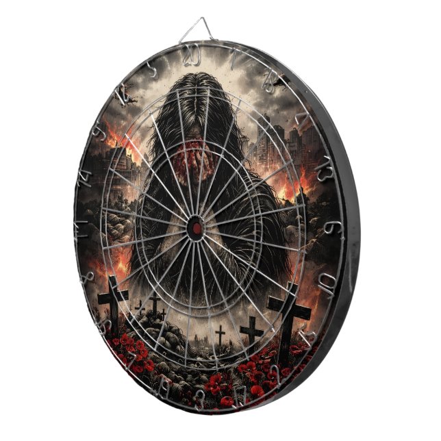 War Is Hell — Apocalyptic Grief Illustration Dart Board (Front Right)