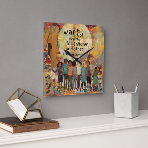 War is Not Healthy For Children Quote Square Wall Clock