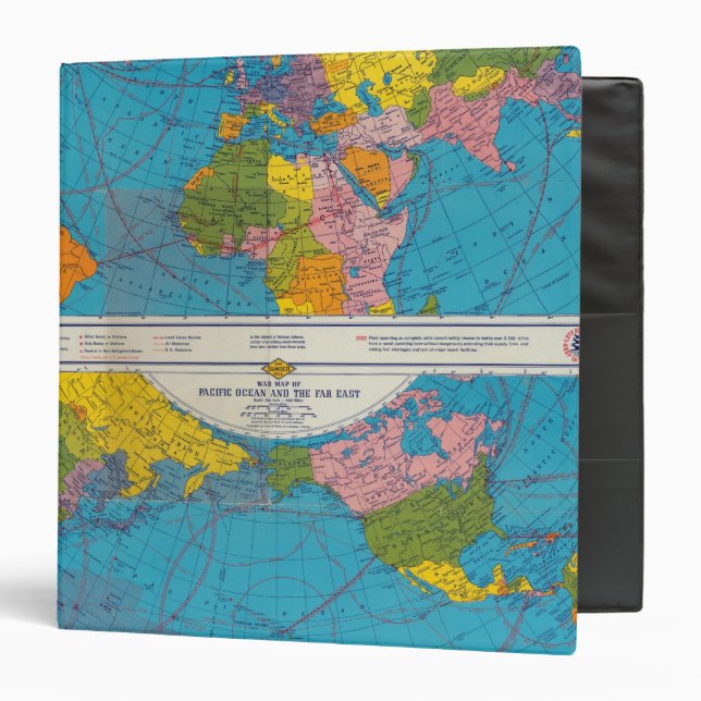 War map Atlantic, Eurasia, Africa, Pacific Ocean 3 Ring Binder (Front/Inside)
