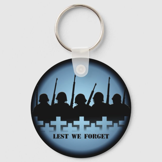 War Memeorial Key Chain Lest We Forget War Hero (Front)