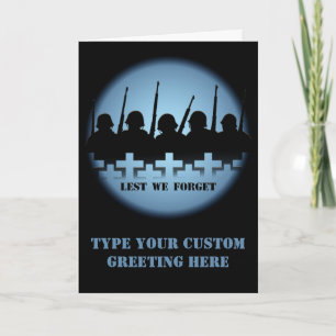 War Memorial Card Personalize Lest We Forget Card