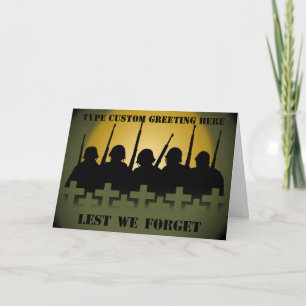 War Memorial Card Personalize Lest We Forget Card