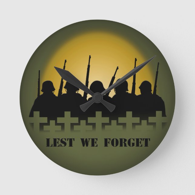 War Memorial Clock Lest We Forget War Heroes Decor (Front)