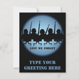 War Memorial Invitations Lest We Forget RSVP Cards