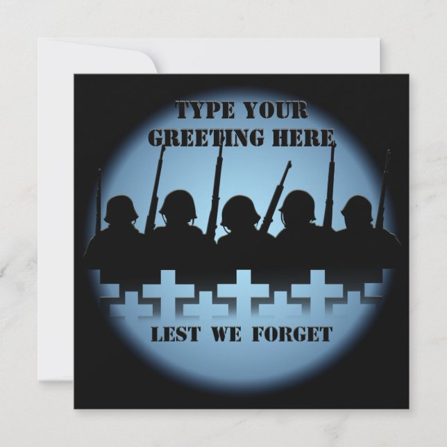 War Memorial Invitations Lest We Forget RSVP Cards (Front)