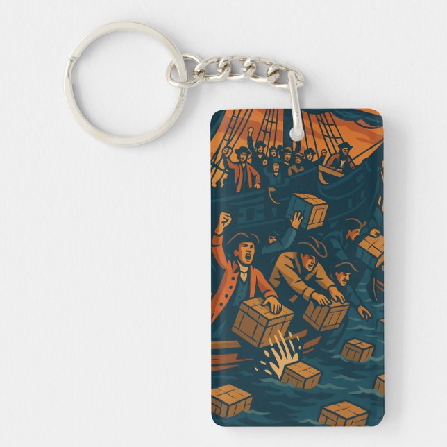 War of Independence 1773 USA One Nation Under Tea Keychain (Front)