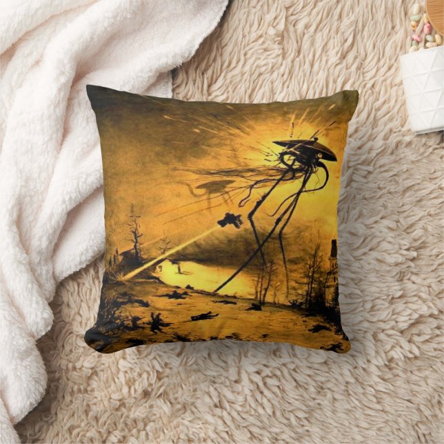 War of the Worlds H G Wells Scifi  Throw Pillow (Blanket)