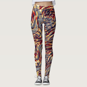 War of yellow ribbons against coral, over gray leggings