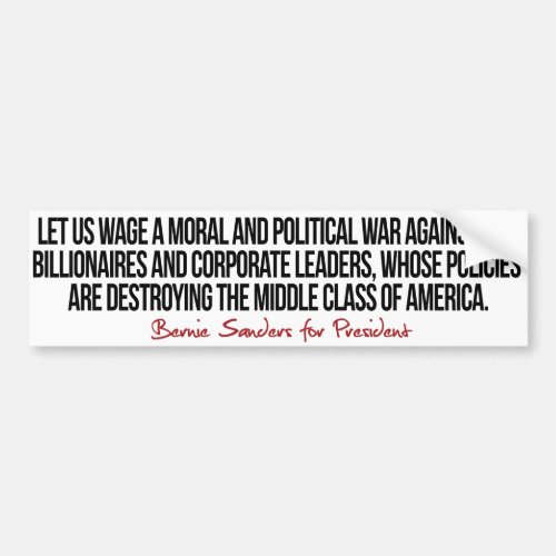 War on the middle class _ Bernie Sanders Quotes _ Bumper Sticker