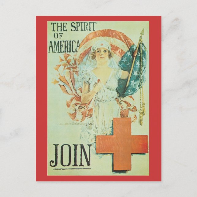 War Postcards, Vintage Red Cross Postcard (Front)