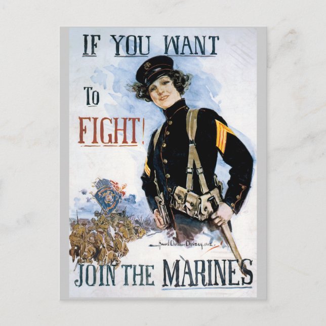 War Poster Postcards, World War I Marines Postcard (Front)