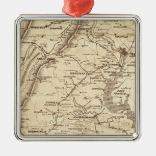 War Telegram Marking Map Metal Ornament