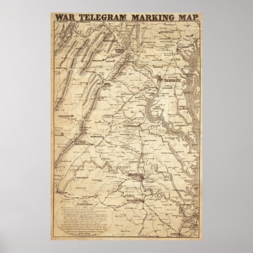 War Telegram Marking Map Poster