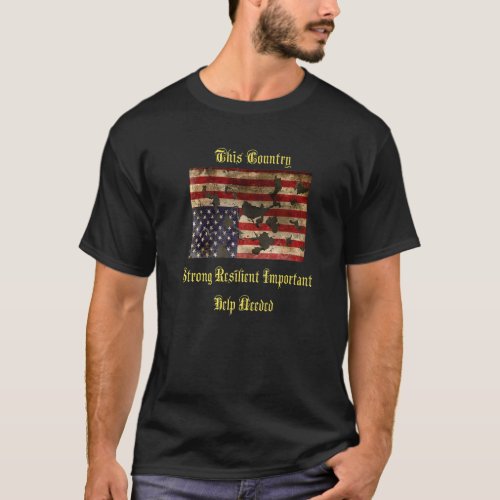 War Torn American Flag Distress Upside Down T_Shirt