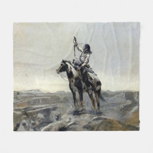 War Western Painting by Charles M Russell Fleece Blanket
