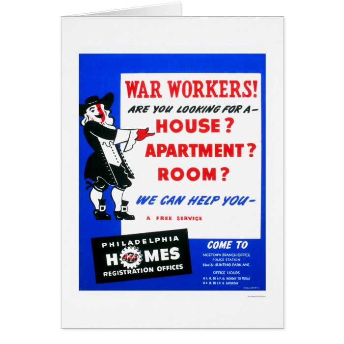 War Workers Philadelphia 1942 WPA Greeting Card