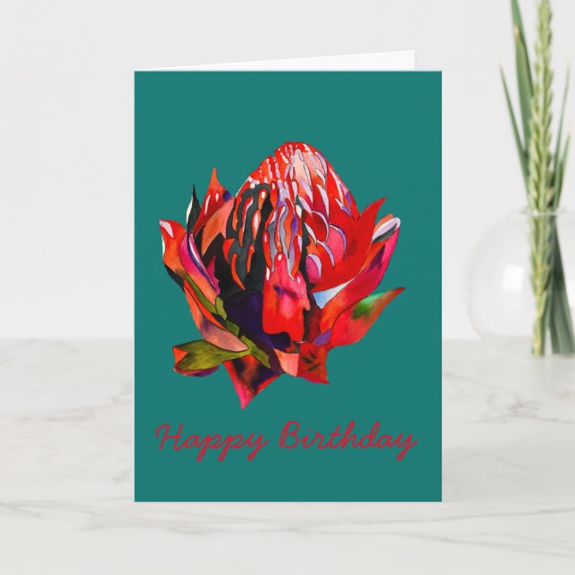 Waratah Australian native flower watercolor Card (Front)