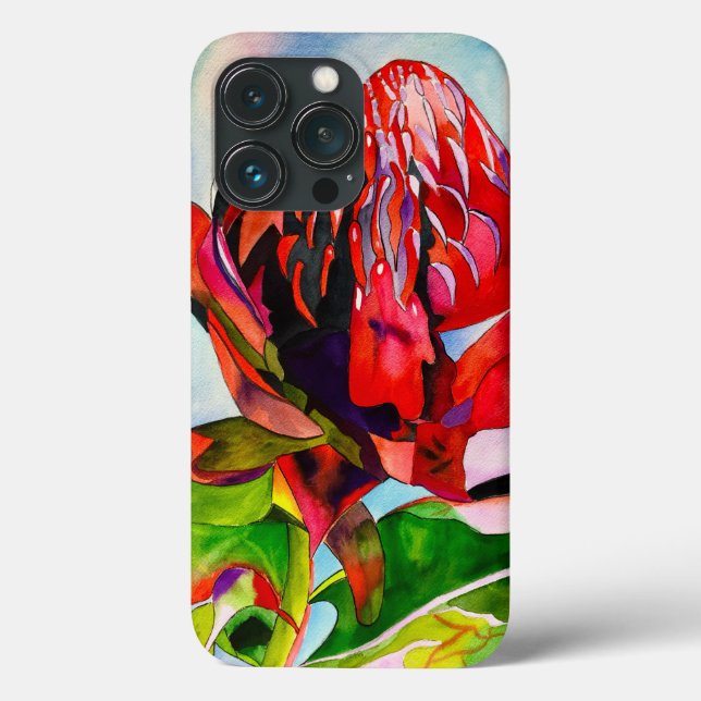 Waratah Australian native flower watercolor Case-Mate iPhone Case (Back)