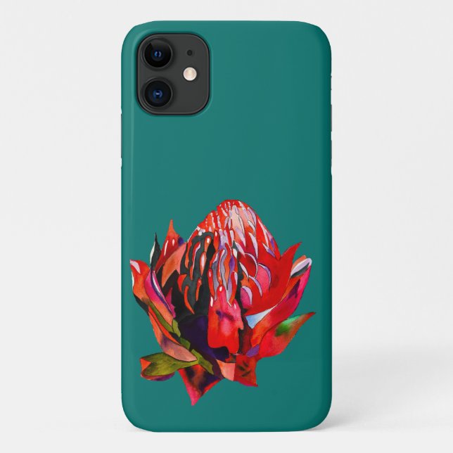 Waratah Australian native flower watercolor Case-Mate iPhone Case (Back)