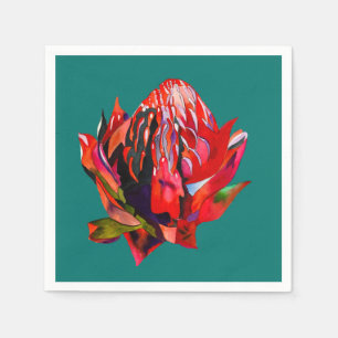 Waratah Australian native flower watercolor Napkins