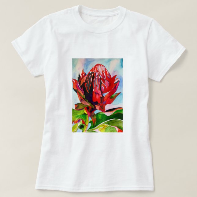 Waratah Australian native flower watercolor T-Shirt (Design Front)