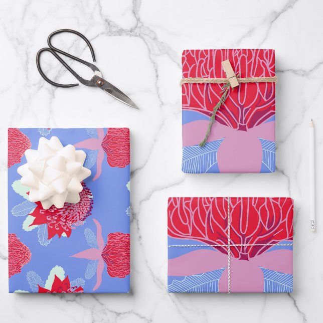 Waratah Wrapping Paper Sheets (Front)