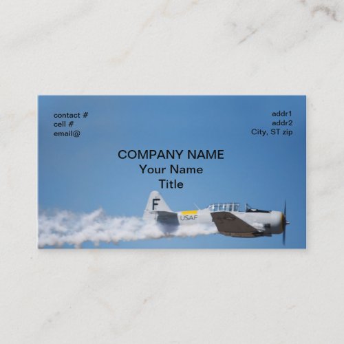 Warbird trailing smoke business card templates