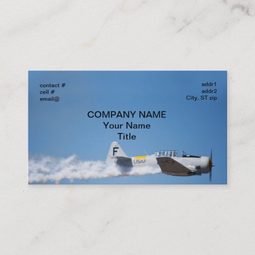 Customizable Warbird trailing smoke business card templates