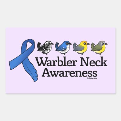 Warbler Neck Awareness Ribbon Rectangular Sticker