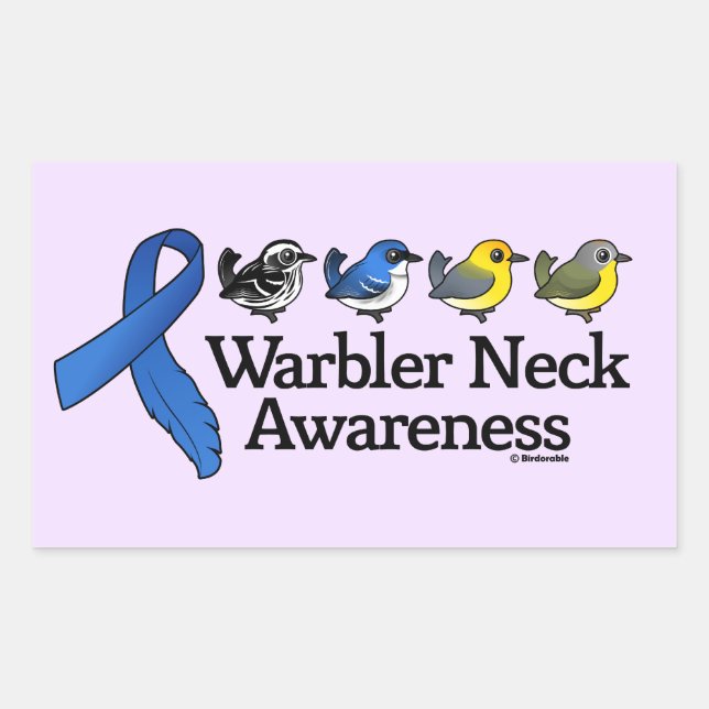 Warbler Neck Awareness Ribbon Rectangular Sticker (Front)