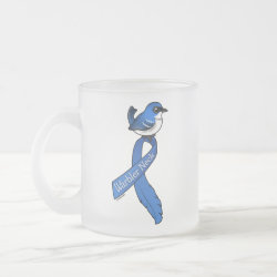 Warbler Neck Ribbon Cerulean Frosted Glass Mug