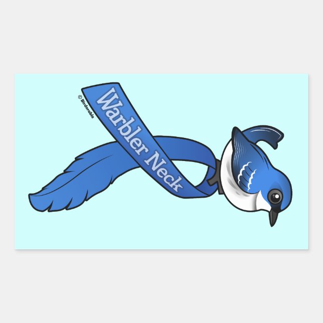 Warbler Neck Ribbon Cerulean Rectangular Sticker (Front)