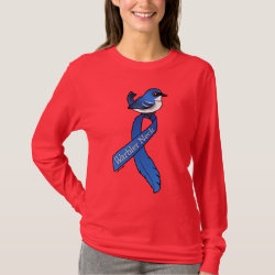 Warbler Neck Ribbon Cerulean Women's Basic Long Sleeve T-Shirt