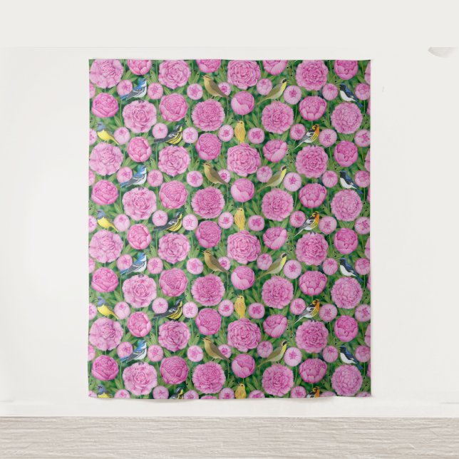 warblers and peonies tapestry (Front)