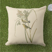 Warblers in Sedge Audubon Outdoor Throw Pillow (Grass)