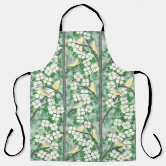 warbling vireos on flowering dogwood apron
