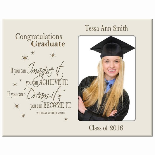 Ward Imagine Quote White Graduation Picture Frame (Front)