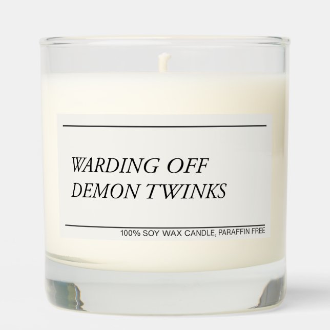 Warding Off Demon Twinks funny gay scented candle (Front)