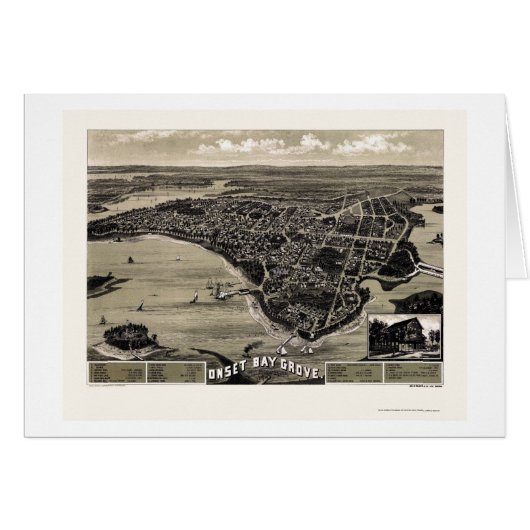 Wareham, MA Panoramic Map - 1885 Cards (Front Horizontal)