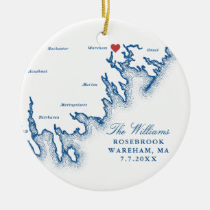 Wareham MA Wedding Photo First Christmas Ceramic  Ornament