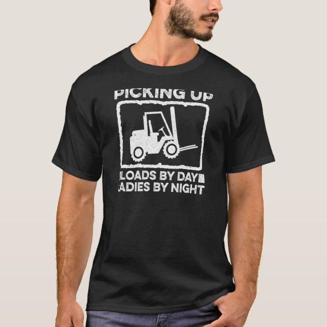 Warehouse Forklifter Picking Up Fork Stacker Opera T-Shirt (Front)