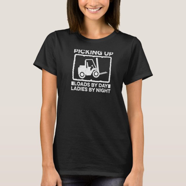 Warehouse Forklifter Picking Up Fork Stacker Opera T-Shirt (Front)