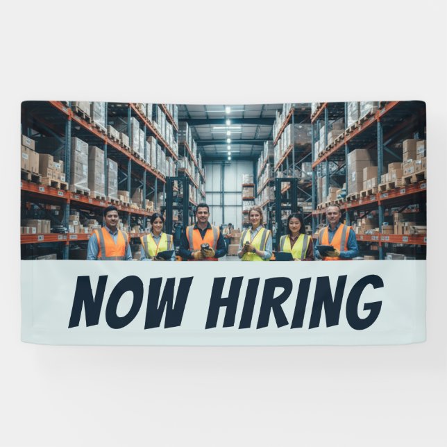Warehouse NOW HIRING Banner Customizable Logistics (Horizontal)