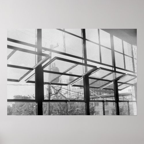 Warehouse Windows Black and White Photo Poster Poster