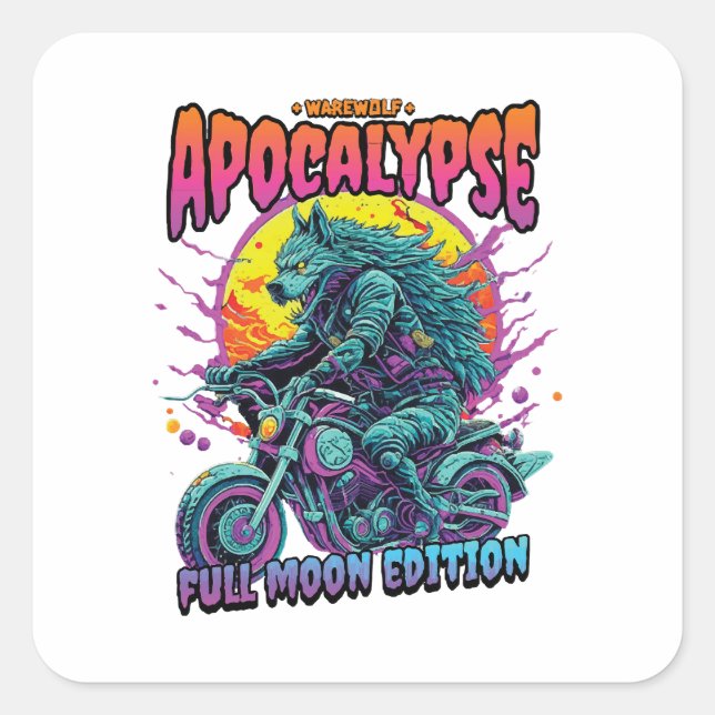 Warewolf apocalypse square sticker (Front)