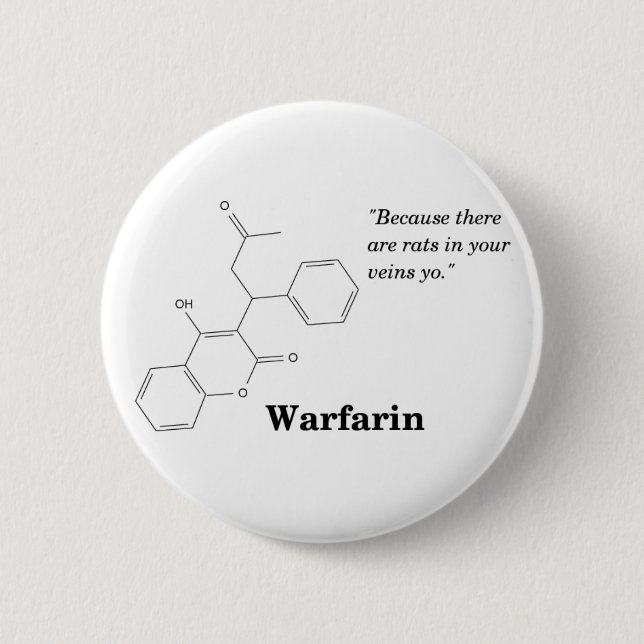 Warfarin (Blood Thinner) Pinback Button (Front)