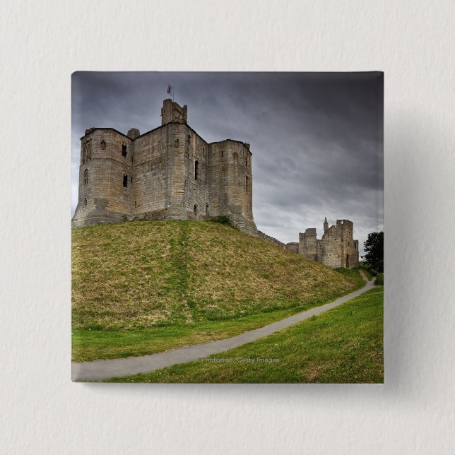 Warkworth Castle in Northumberland, England Pinback Button (Front)