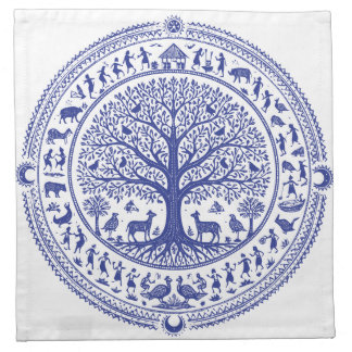 Warli Art Indian Tribal Illustration | Minimalist  Cloth Napkin