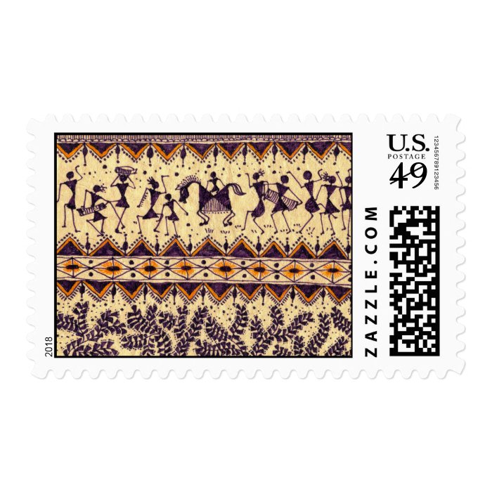 Warli Procession Postage Stamp